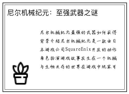 尼尔机械纪元：至强武器之谜
